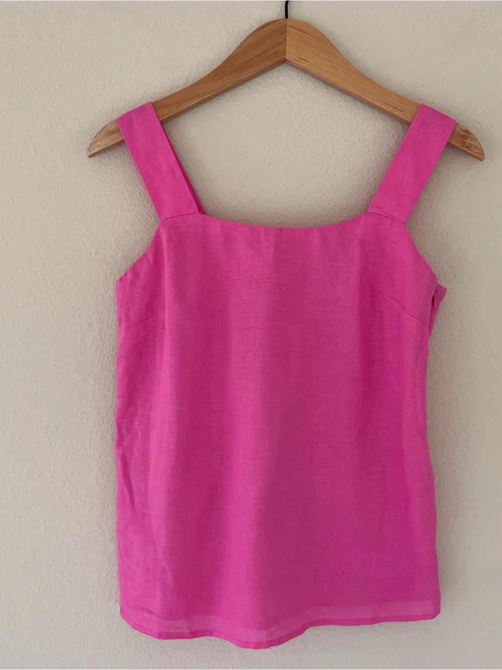 J Crew Linen‎ Blend Squareneck Tank Top XXS Pink Vacation Summer Coastal NWT